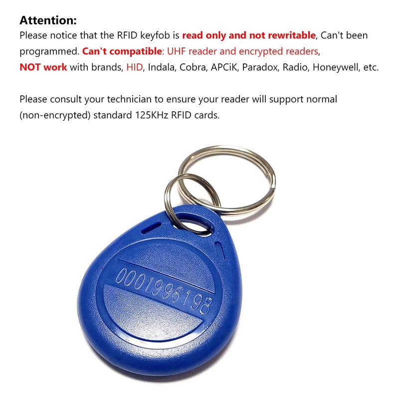 AMOCAM ID Key Fob Card Proximity ID Card Token Tags Keyfobs for Door Entry Access Control System(Read Only), Pack of 100 - Image 4